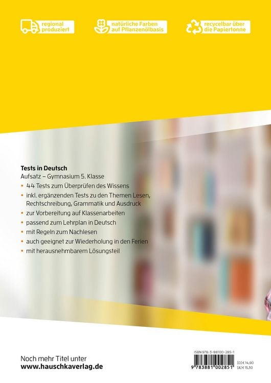Produktbild: &Uuml;bungsheft mit Tests in Deutsch - Aufsatz Gymnasium 5. Klasse