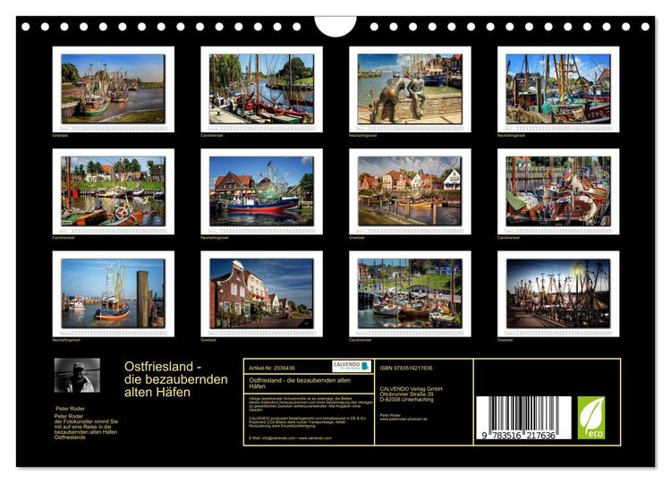 Produktbild: Ostfriesland - die bezaubernden alten H&auml;fen (Wandkalender 2026 DIN A4 quer), CALVENDO Monatskalender
