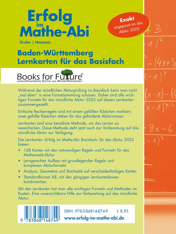 Produktbild: Erfolg im Mathe-Abi 2025, 168 Lernkarten Basisfach Allgemeinbildendes Gymnasium Baden-W&uuml;rttemberg