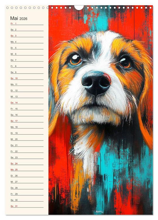 Produktbild: Hundegesichter. Kunstvolle Hundeportraits im modernen Painting-Stil (Wandkalender 2026 DIN A3 hoch), CALVENDO Monatskalender