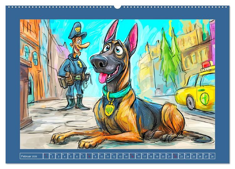 Produktbild: Malinois Fun. Lustige Cartoons vom Diensthund des Jahres! (hochwertiger Premium Wandkalender 2026 DIN A2 quer), Kunstdruck in Hochglanz