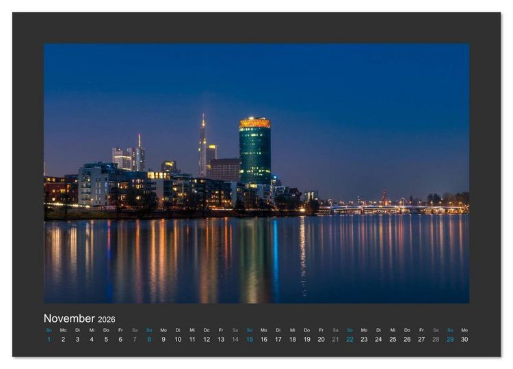 Produktbild: FRANKFURT - Nachtlichter 2026 (Wandkalender 2026 DIN A4 quer), CALVENDO Monatskalender