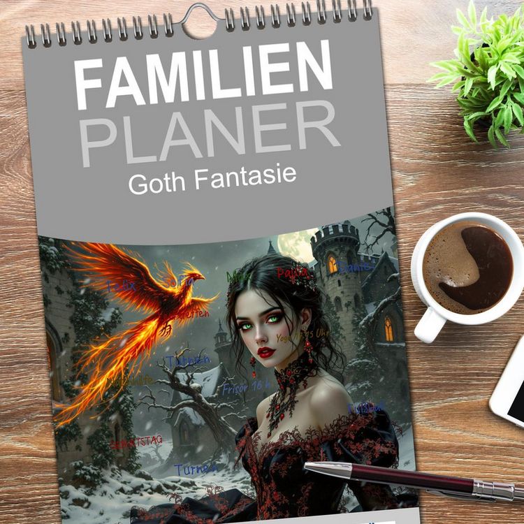 Produktbild: Familienplaner 2026 - Goth Fantasie mit 5 Spalten (Wandkalender, 21 x 45 cm) CALVENDO