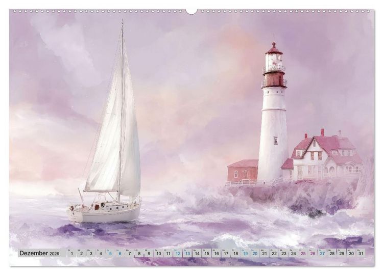 Produktbild: Segeltr&auml;ume und Leuchtturmlichter (hochwertiger Premium Wandkalender 2026 DIN A2 quer), Kunstdruck in Hochglanz