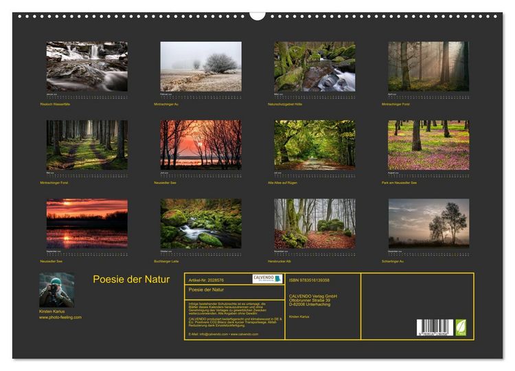 Produktbild: Poesie der Natur (Wandkalender 2026 DIN A2 quer), CALVENDO Monatskalender