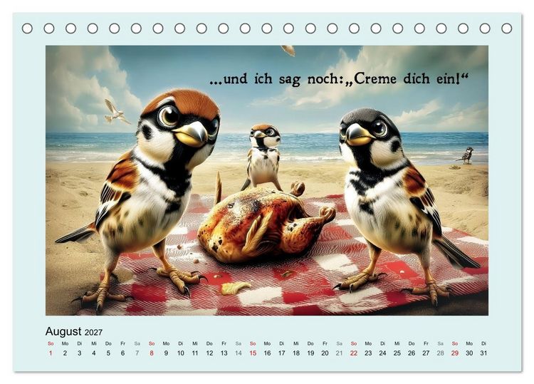 Produktbild: Kesse Spatzen (Tischkalender 2027 DIN A5 quer), CALVENDO Monatskalender