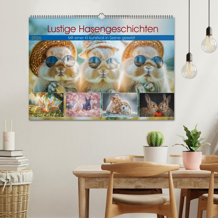 Produktbild: Lustige Hasengeschichten (Wandkalender 2026 DIN A2 quer), CALVENDO Monatskalender