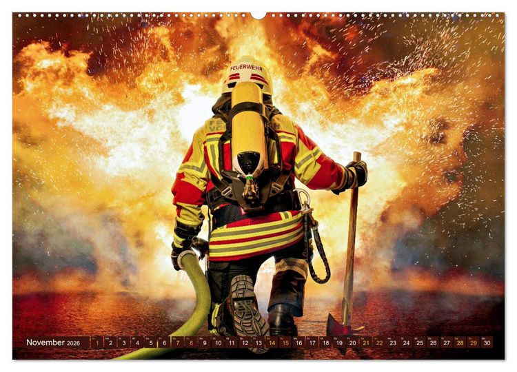 Produktbild: Im Bann der Rettung - Feuerwehr (Wandkalender 2026 DIN A2 quer), CALVENDO Monatskalender