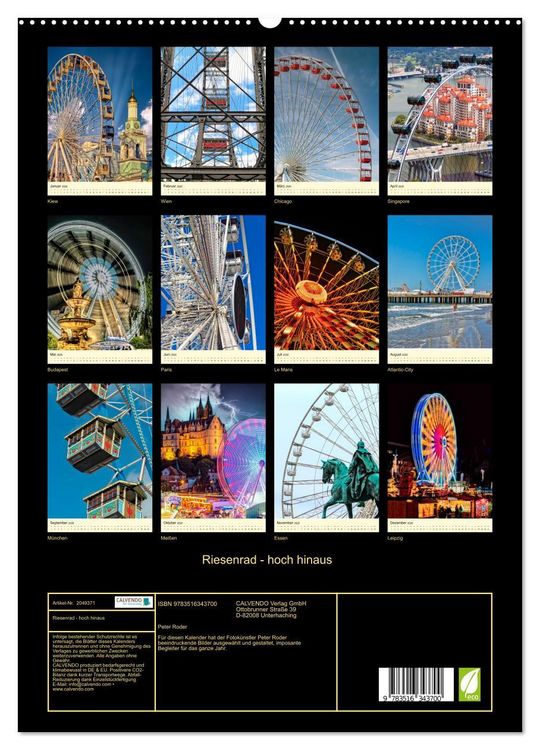 Produktbild: Riesenrad - hoch hinaus (hochwertiger Premium Wandkalender 2026 DIN A2 hoch), Kunstdruck in Hochglanz