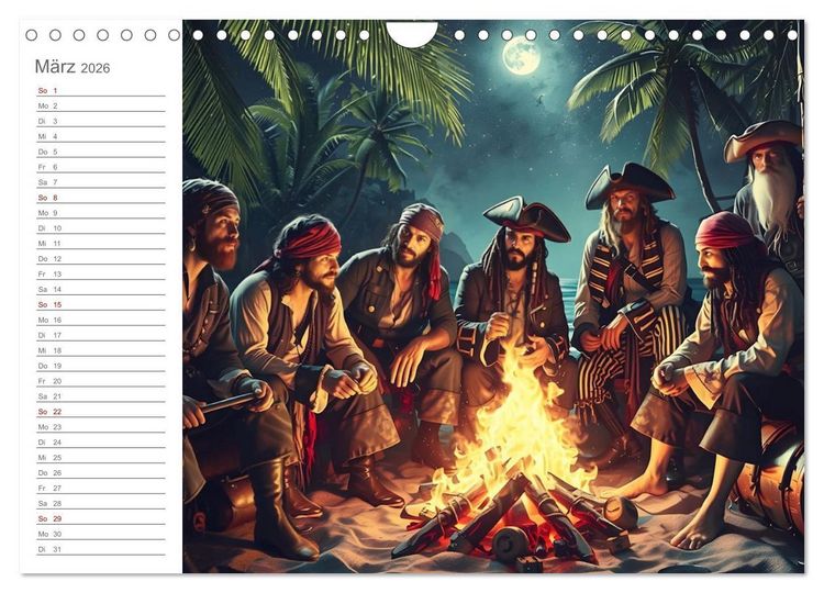Produktbild: KI Piraten - Abenteuer der Seer&auml;uber auf hoher See (Wandkalender 2026 DIN A4 quer), CALVENDO Monatskalender