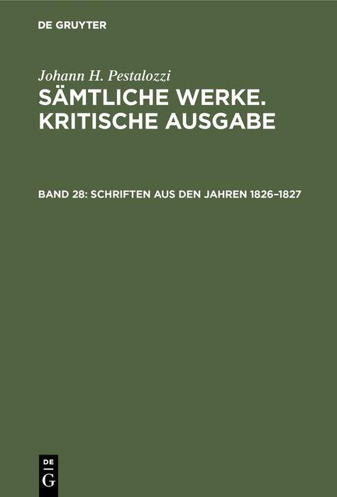 Produktbild: Schriften aus den Jahren 1826-1827