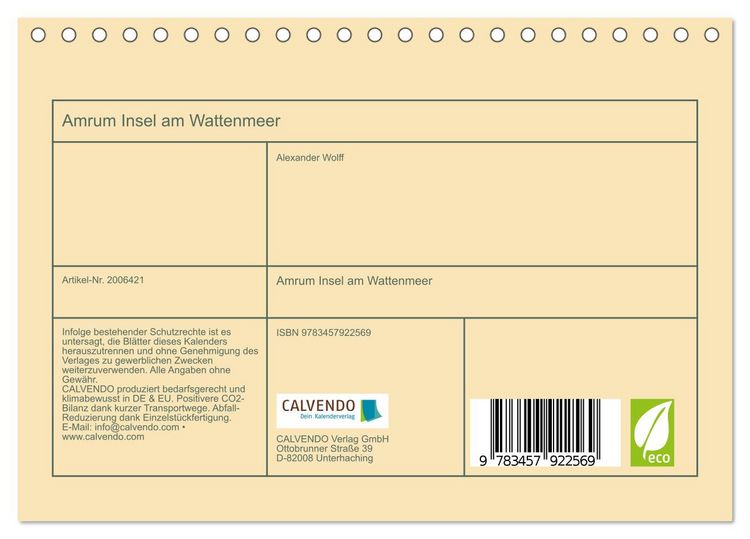 Produktbild: Amrum Insel am Wattenmeer (Tischkalender 2026 DIN A5 quer), CALVENDO Monatskalender