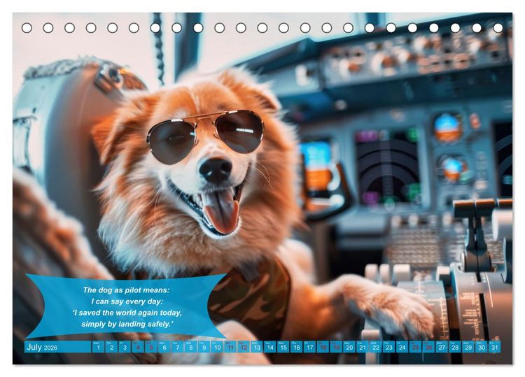 Produktbild: Funny charming animals as pilots (Desk Calendar 2026 DIN A5 landscape), CALVENDO 12 Month DeskCalendar