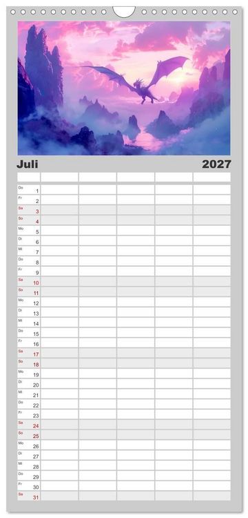 Produktbild: Familienplaner 2027 - Das Jahr der Drachen mit 5 Spalten (Wandkalender, 21 x 45 cm) CALVENDO