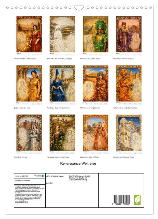 Produktbild: Renaissance Weltreise (Wandkalender 2027 DIN A3 hoch), CALVENDO Monatskalender