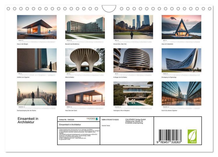 Produktbild: Einsamkeit in Architektur (Wandkalender 2026 DIN A4 quer), CALVENDO Monatskalender
