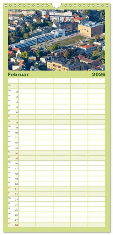 Produktbild: Familienplaner 2026 - Halle an der Saale von oben mit 5 Spalten (Wandkalender, 21 x 45 cm) CALVENDO