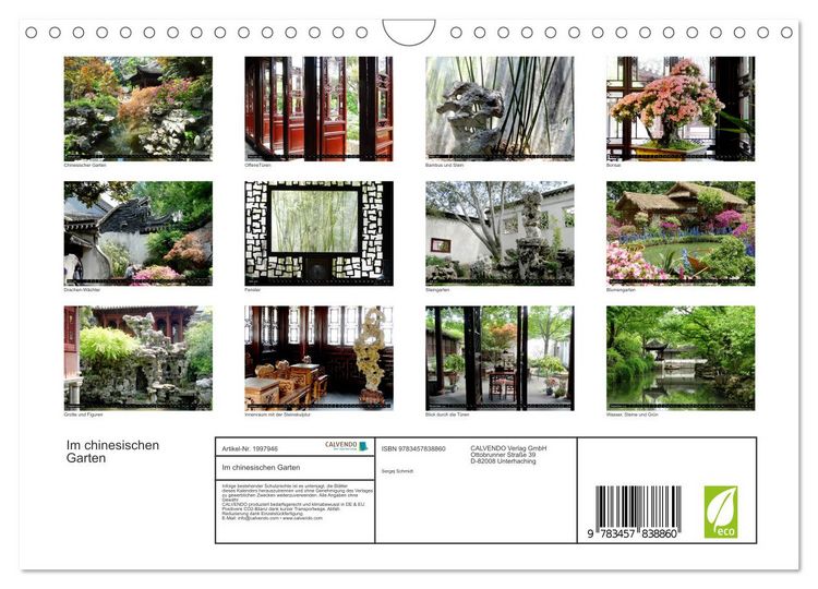 Produktbild: Im chinesischen Garten (Wandkalender 2026 DIN A4 quer), CALVENDO Monatskalender