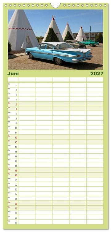 Produktbild: Familienplaner 2027 - Route 66 im S&uuml;dwesten mit 5 Spalten (Wandkalender, 21 x 45 cm) CALVENDO