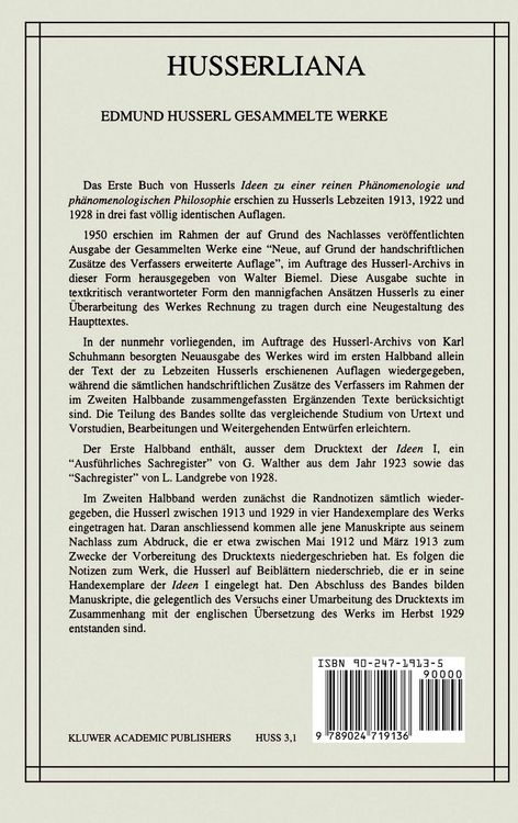 Produktbild: Ideen zu einer Reinen Ph&auml;nomenologie und Ph&auml;nomenologischen Philosophie