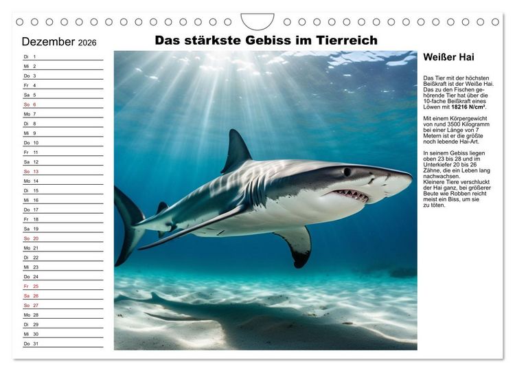 Produktbild: Tierische Rekorde (Wandkalender 2026 DIN A4 quer), CALVENDO Monatskalender