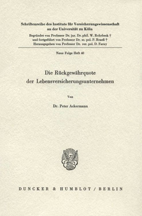 Produktbild: Die R&uuml;ckgew&auml;hrquote der Lebensversicherungsunternehmen.