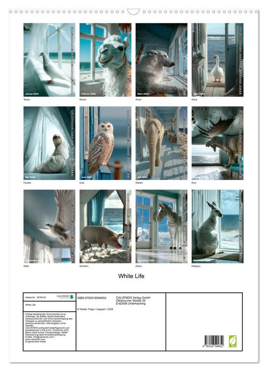 Produktbild: White Life (Wandkalender 2026 DIN A2 hoch), CALVENDO Monatskalender