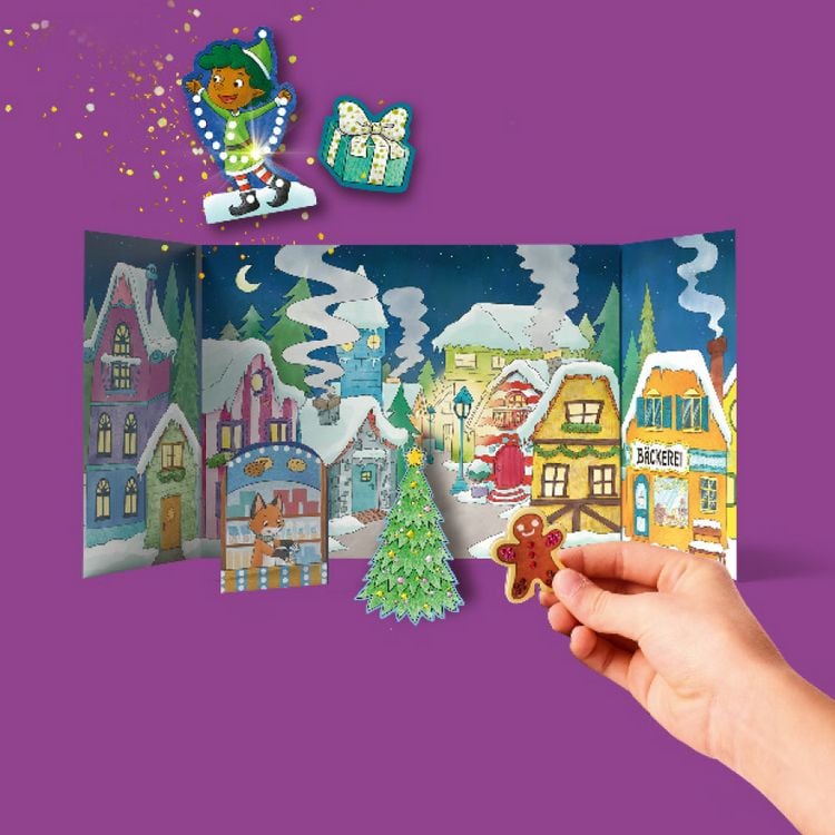 Produktbild: Diamond Painting Adventskalender Glitzerndes Weihnachtsdorf. Mit Material und Werkzeug f&uuml;r 24 Aufsteller