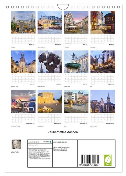 Produktbild: Zauberhaftes Aachen (Wandkalender 2026 DIN A4 hoch), CALVENDO Monatskalender