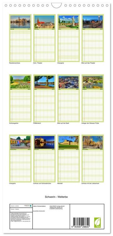 Produktbild: Familienplaner 2027 - Schwerin - Welterbe mit 5 Spalten (Wandkalender, 21 x 45 cm) CALVENDO