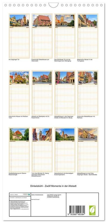 Produktbild: Familienplaner 2027 - Dinkelsb&uuml;hl - Zw&ouml;lf Momente in der Altstadt mit 5 Spalten (Wandkalender, 21 x 45 cm) CALVENDO