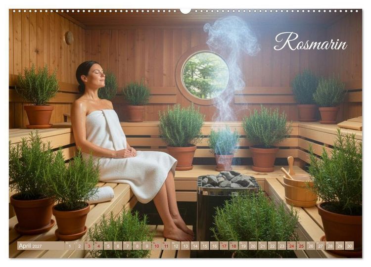 Produktbild: Sauna - Hitze, Duft, Genuss (hochwertiger Premium Wandkalender 2027 DIN A2 quer), Kunstdruck in Hochglanz