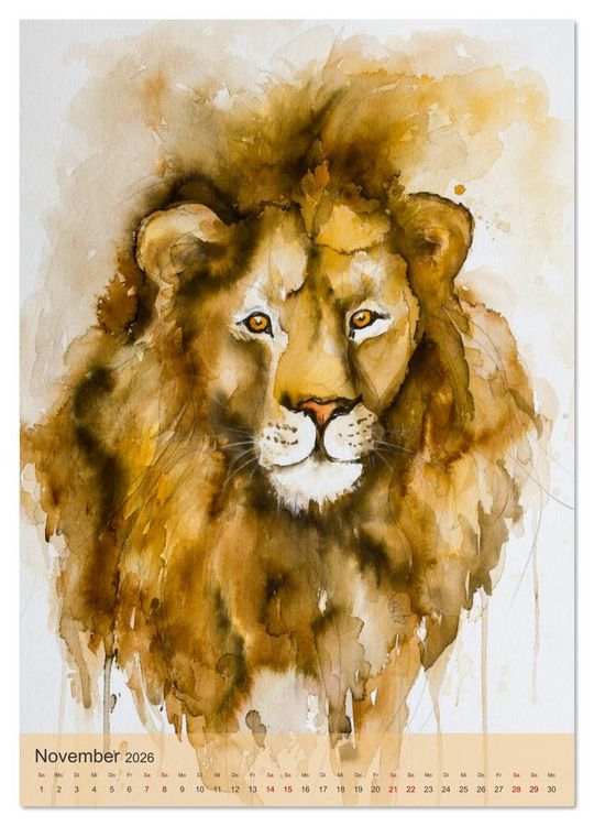 Produktbild: Tiere in Aquarell portraitiert (Wandkalender 2026 DIN A4 hoch), CALVENDO Monatskalender