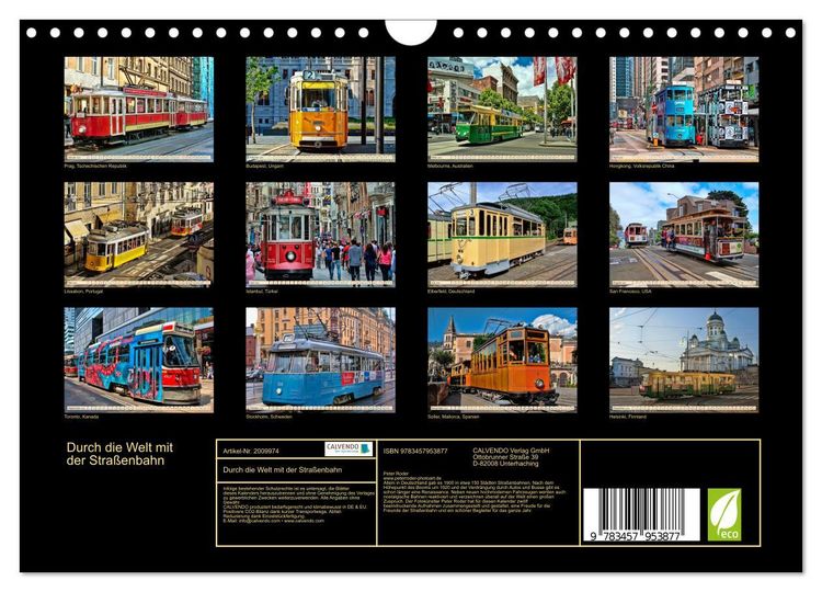 Produktbild: Durch die Welt mit der Stra&szlig;enbahn (Wandkalender 2026 DIN A4 quer), CALVENDO Monatskalender