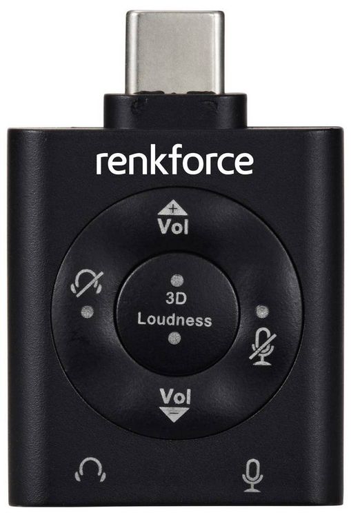 Produktbild: Renkforce USB-C&reg;, Audio Adapter [1x USB-C&reg; Stecker - 1x Mikrofon (3.5 mm Klinke), Kopfh&ouml;rer (3.5 mm Klinke)] RF-SGA-171