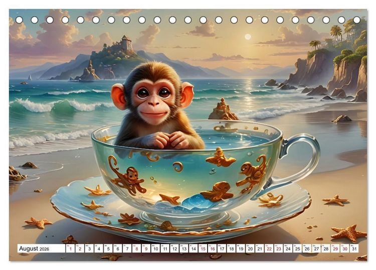 Produktbild: Tierische Tee-Parade (Tischkalender 2026 DIN A5 quer), CALVENDO Monatskalender