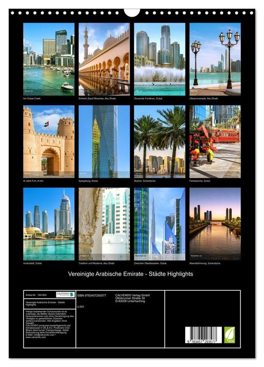 Produktbild: Vereinigte Arabische Emirate - St&auml;dte Highlights (Wandkalender 2026 DIN A3 hoch), CALVENDO Monatskalender