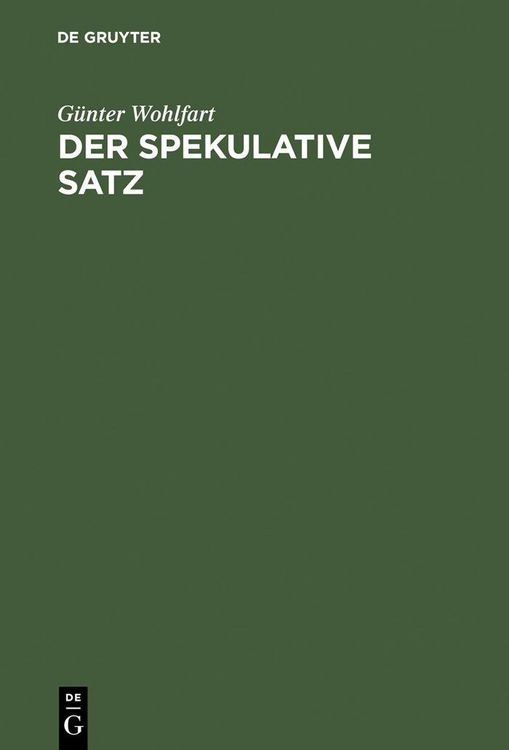 Produktbild: Der spekulative Satz