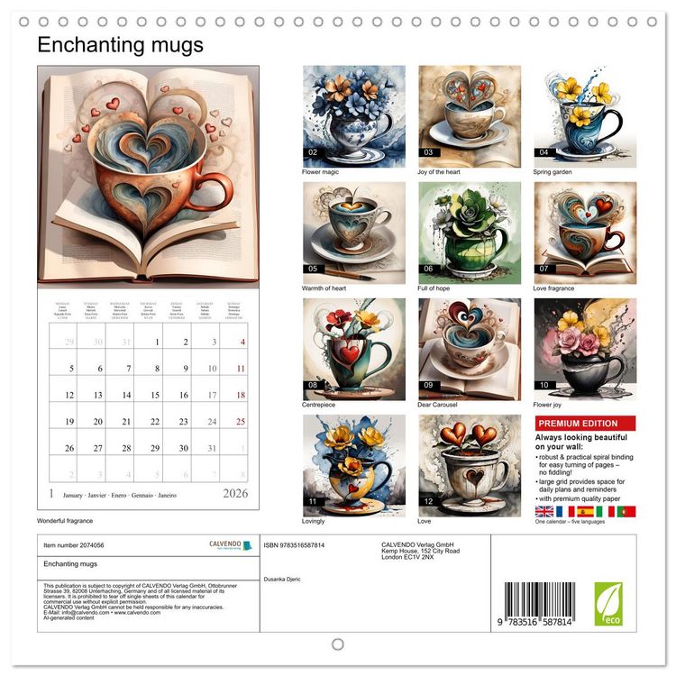 Produktbild: Enchanting mugs (Wall Calendar 2026 12 &times; 12 Inch) CALVENDO 12 Month Wall Calendar