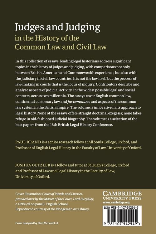 Produktbild: Judges and Judging in the History of the Common Law and Civil Law