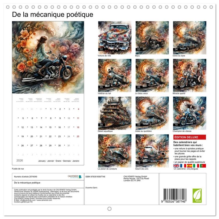 Produktbild: De la m&eacute;canique po&eacute;tique (Calendrier mural carr&eacute; 2026 30x30 cm) Calendrier double avec une page pour vos prises de notes