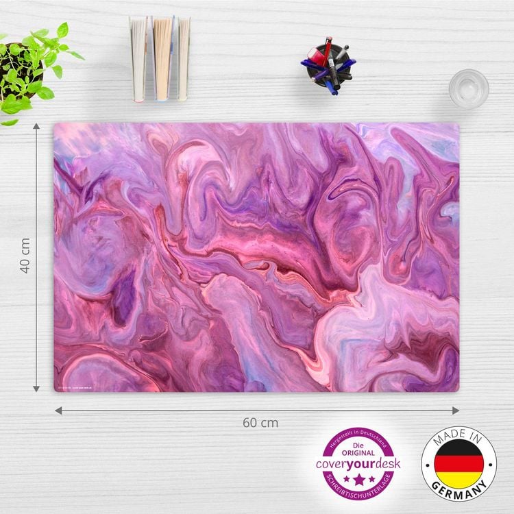 Produktbild: Cover-your-desk Schreibtischunterlage f&uuml;r Kinder lilanes Farbspiel mit rot und pink, aus hochwertigem Vinyl , 60 x 40 cm