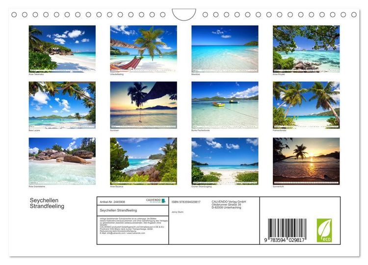 Produktbild: Seychellen Strandfeeling (Wandkalender 2027 DIN A4 quer), CALVENDO Monatskalender
