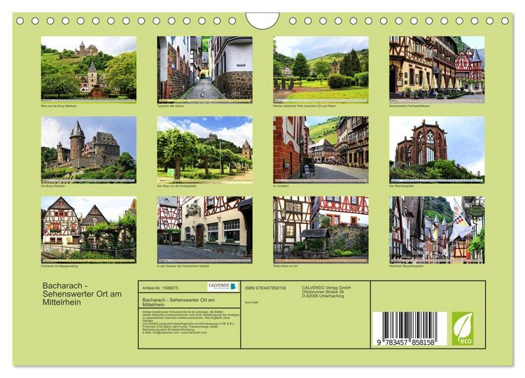 Produktbild: Bacharach - Sehenswerter Ort am Mittelrhein (Wandkalender 2026 DIN A4 quer), CALVENDO Monatskalender