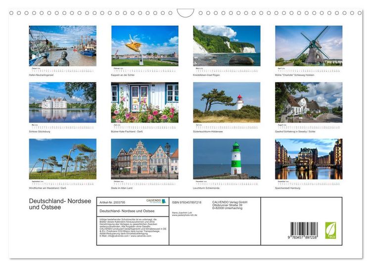 Produktbild: Deutschland- Nordsee und Ostsee (Wandkalender 2026 DIN A3 quer), CALVENDO Monatskalender