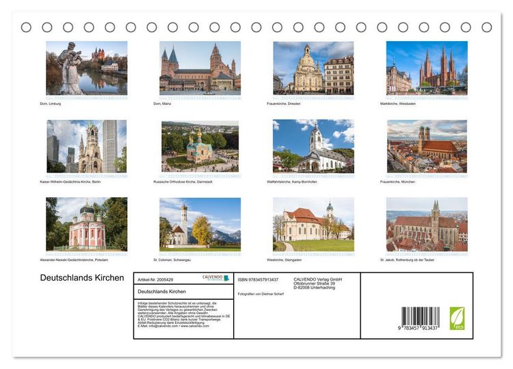 Produktbild: Deutschlands Kirchen (Tischkalender 2026 DIN A5 quer), CALVENDO Monatskalender