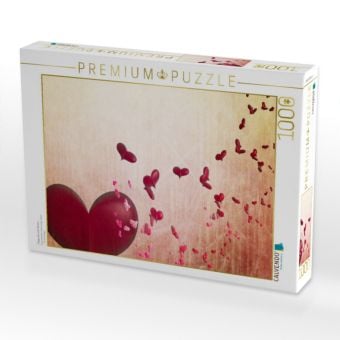 Produktbild: CALVENDO Puzzle Fliegende rote Herzen | 1000 Teile Lege-Gr&ouml;&szlig;e 64x48cm Foto-Puzzle f&uuml;r gl&uuml;ckliche Stunden