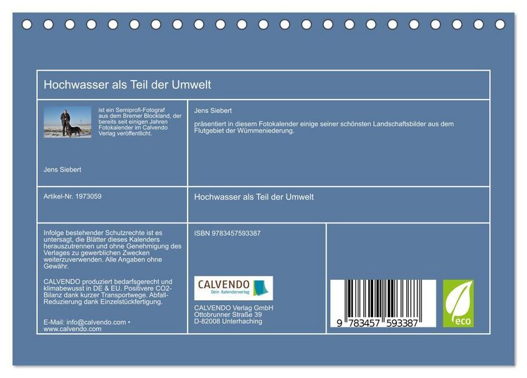 Produktbild: Hochwasser als Teil der Umwelt (Tischkalender 2026 DIN A5 quer), CALVENDO Monatskalender