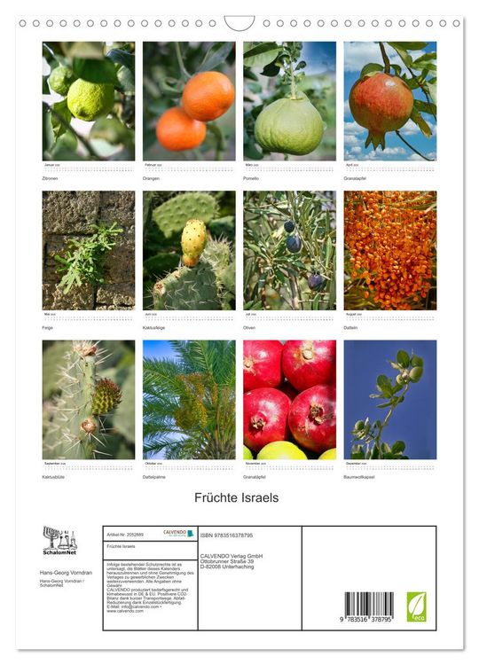 Produktbild: Fr&uuml;chte Israels (Wandkalender 2026 DIN A3 hoch), CALVENDO Monatskalender