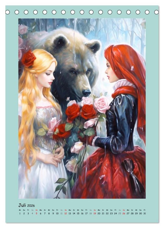 Produktbild: Zauberhafte M&auml;rchenillustrationen im Romantik-Stil (Tischkalender 2026 DIN A5 hoch), CALVENDO Monatskalender
